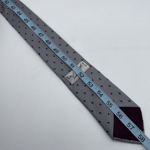 Zylos/ Lucien Piccard Silk Neckties Lot of 3 Striped Geometric Gold Grey Purple - Picture 16 of 16